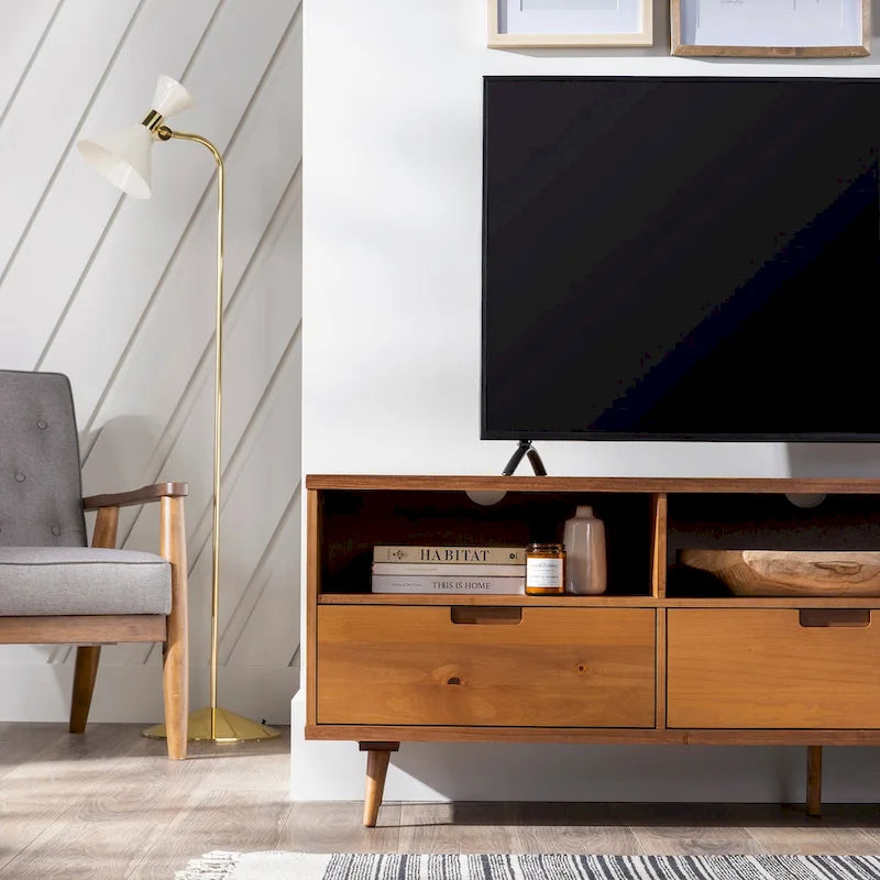 Meuble TV 70 pouces en bois massif de style Mid-Century