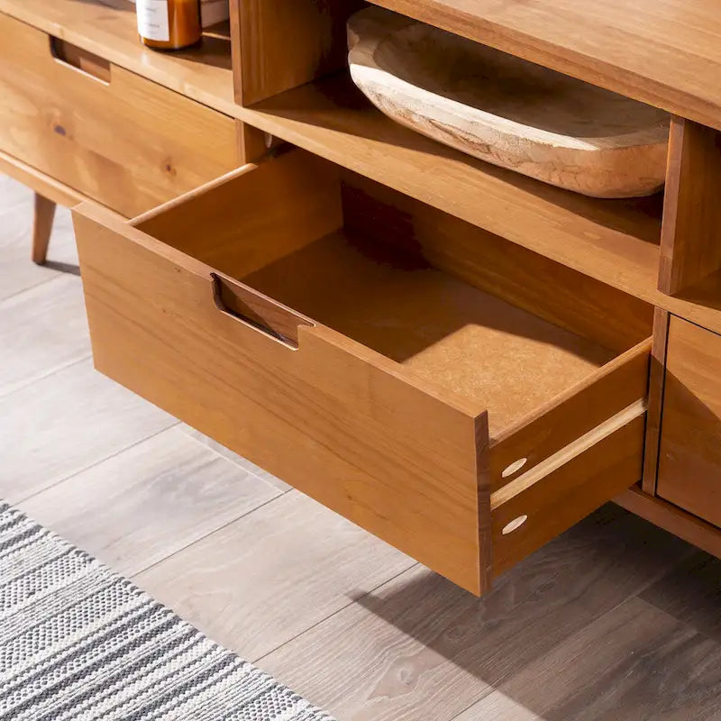 Meuble TV 70 pouces en bois massif de style Mid-Century