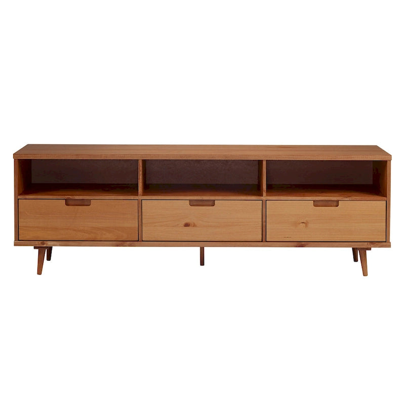 Meuble TV 70 pouces en bois massif de style Mid-Century