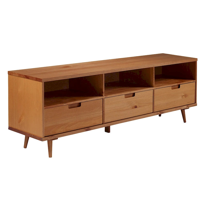 Meuble TV 70 pouces en bois massif de style Mid-Century