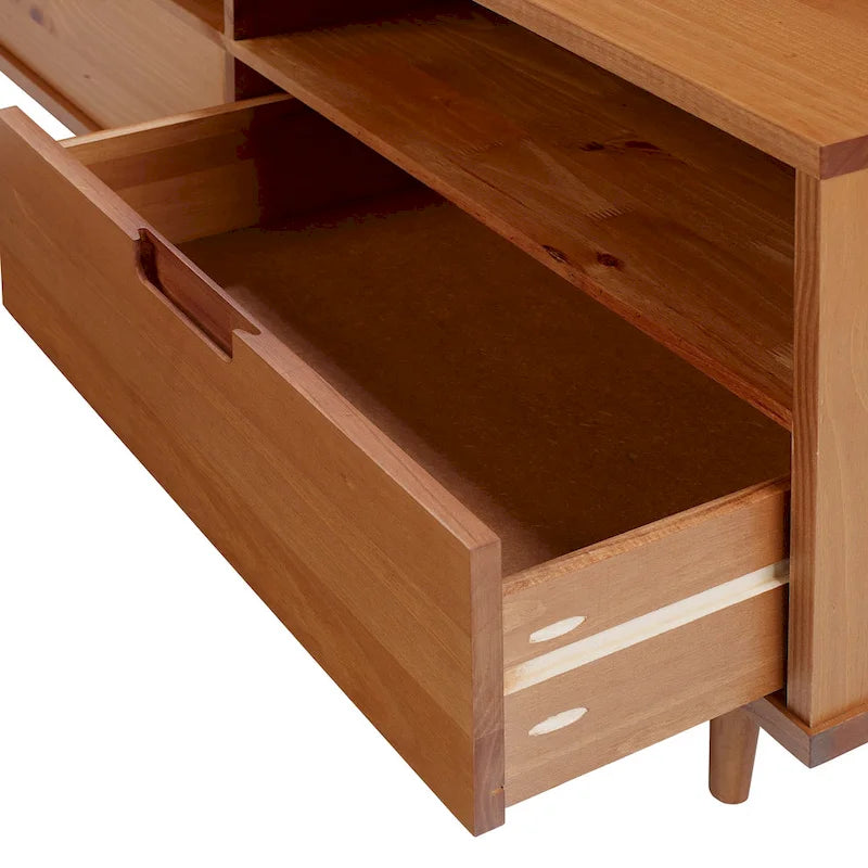 Meuble TV 70 pouces en bois massif de style Mid-Century