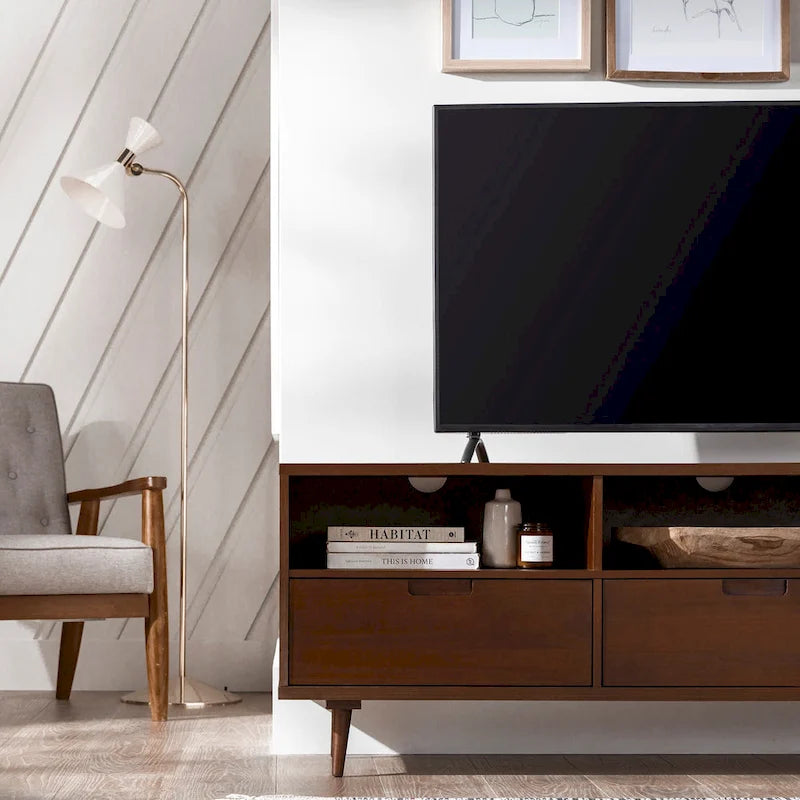 Meuble TV 70 pouces en bois massif de style Mid-Century