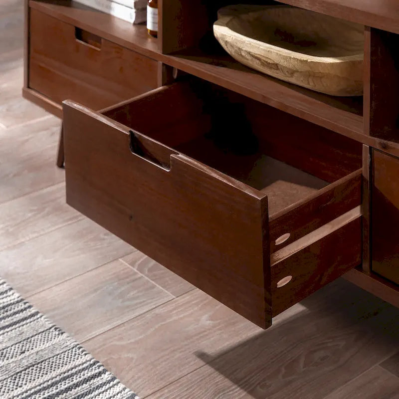 Meuble TV 70 pouces en bois massif de style Mid-Century