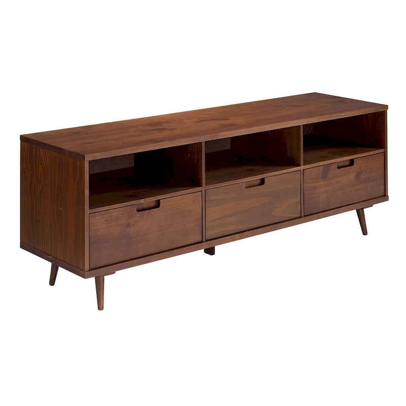Meuble TV 70 pouces en bois massif de style Mid-Century