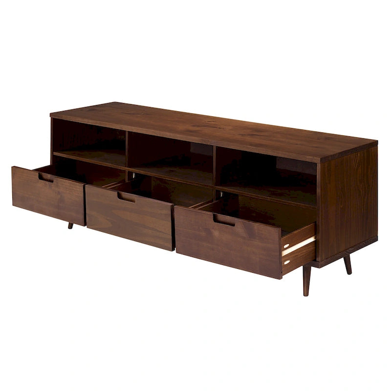 Meuble TV 70 pouces en bois massif de style Mid-Century