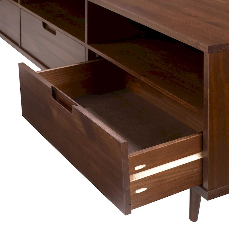 Meuble TV 70 pouces en bois massif de style Mid-Century