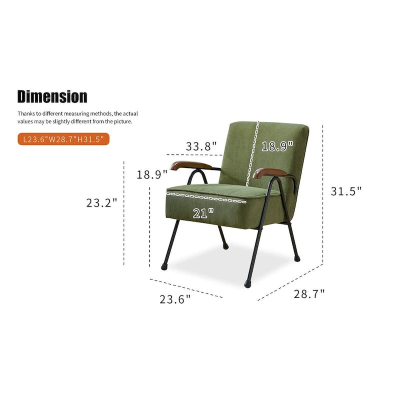 Chaise d'appoint capitonnée à dossier haut Green Modern 20 avec pieds en métal