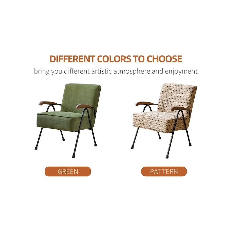 Chaise d'appoint capitonnée à dossier haut Green Modern 20 avec pieds en métal
