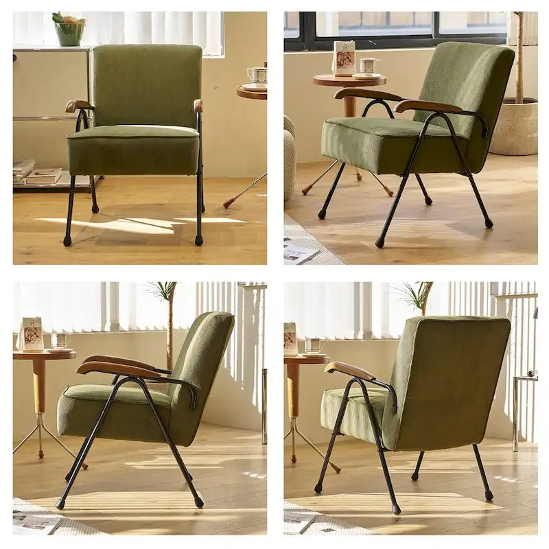 Chaise d'appoint capitonnée à dossier haut Green Modern 20 avec pieds en métal