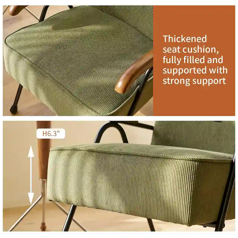 Chaise d'appoint capitonnée à dossier haut Green Modern 20 avec pieds en métal
