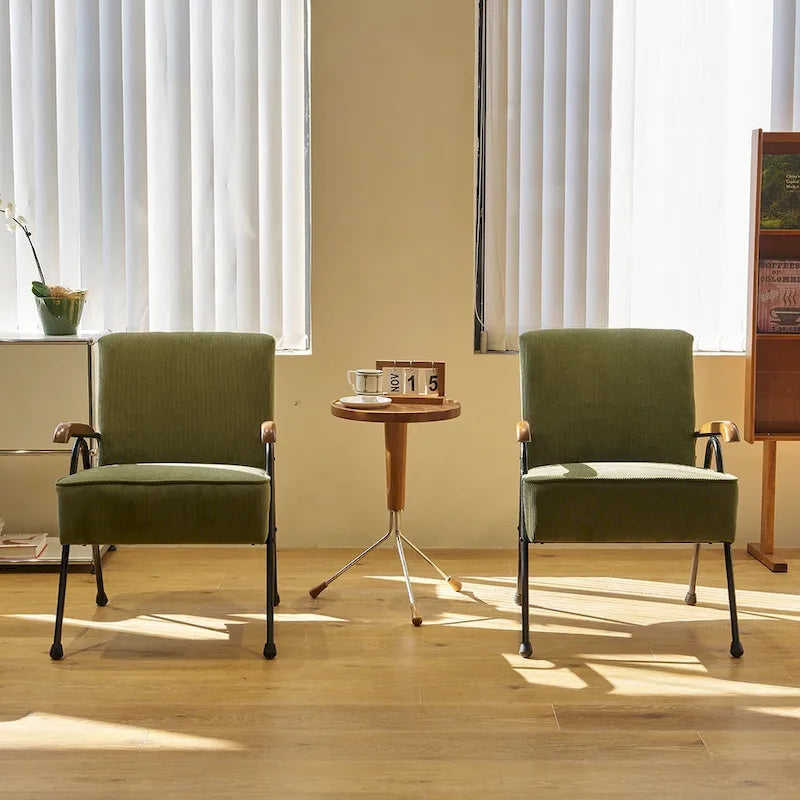 Chaise d'appoint capitonnée à dossier haut Green Modern 20 avec pieds en métal