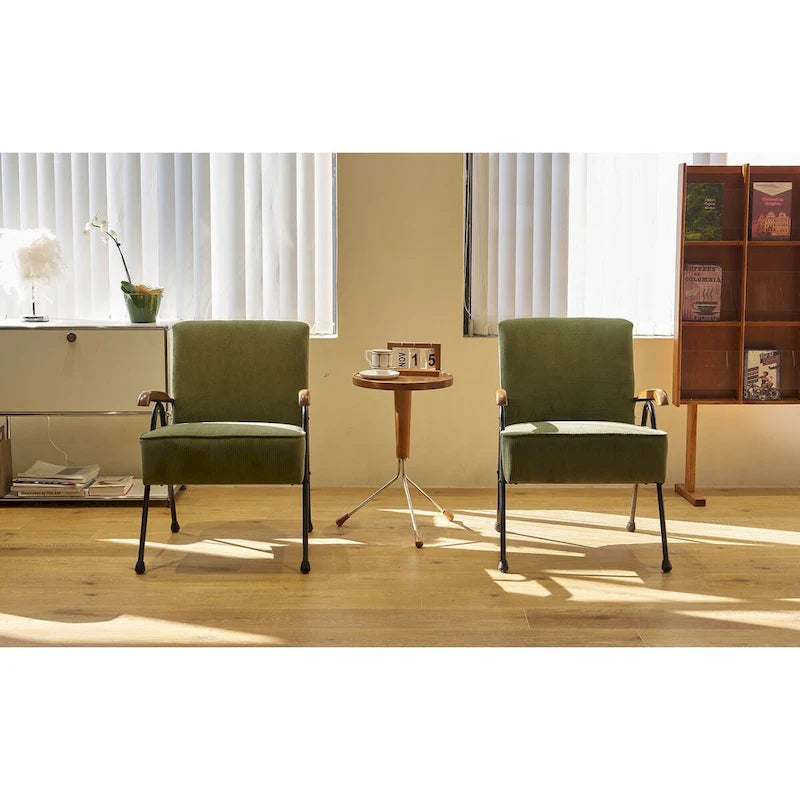 Chaise d'appoint capitonnée à dossier haut Green Modern 20 avec pieds en métal