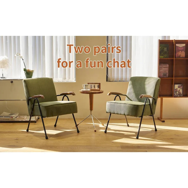 Chaise d'appoint capitonnée à dossier haut Green Modern 20 avec pieds en métal