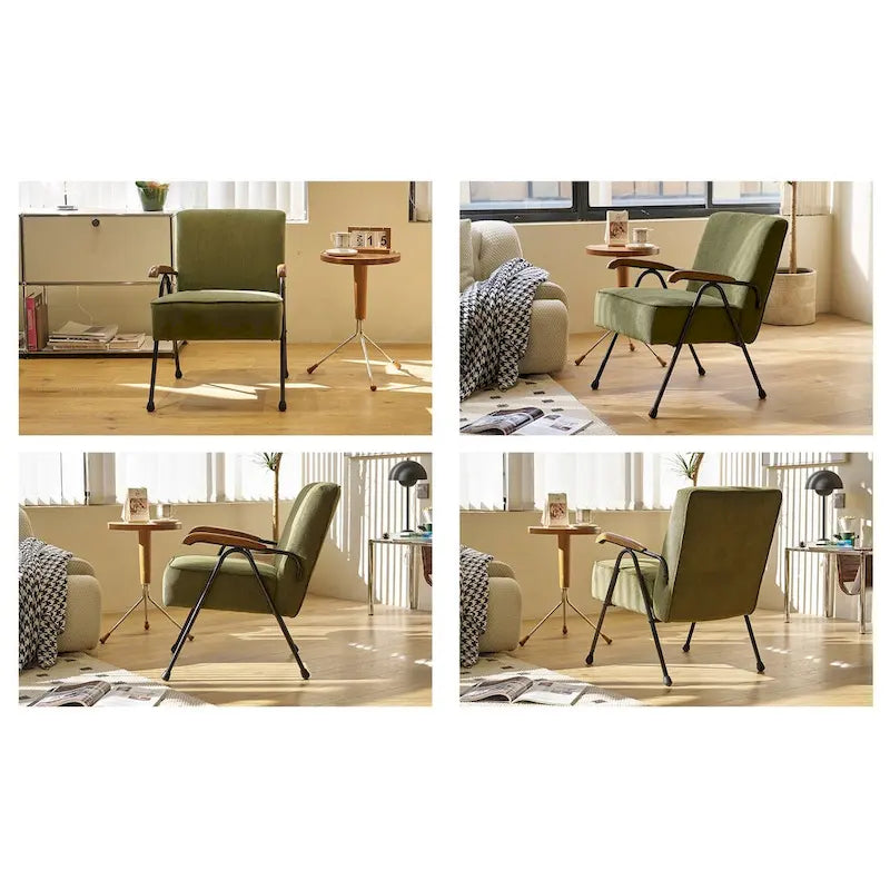 Chaise d'appoint capitonnée à dossier haut Green Modern 20 avec pieds en métal
