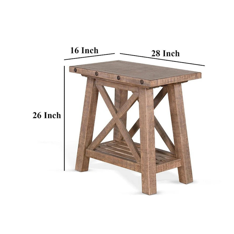 Table d'appoint d'appoint, Acajou marron clair, Rectangulaire 71 cm
