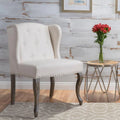 Fauteuil d'appoint en tissu clouté à oreilles de