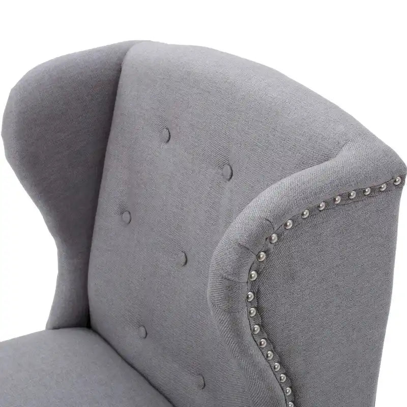 Fauteuil d'appoint en tissu clouté à oreilles de