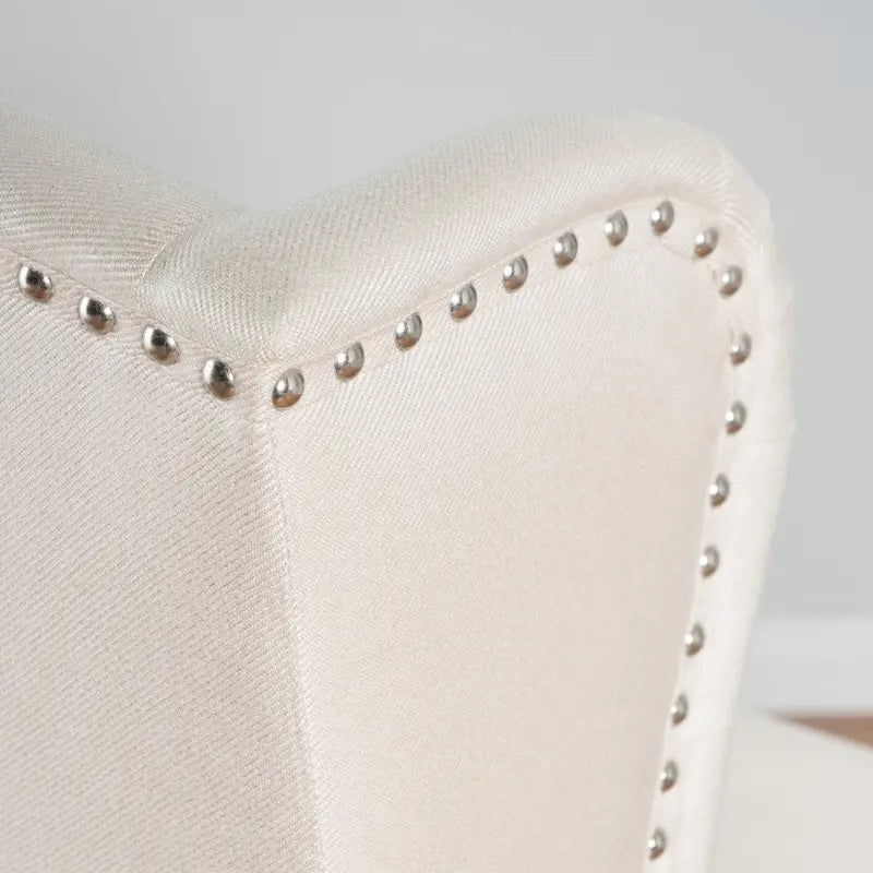 Fauteuil d'appoint en tissu clouté à oreilles de
