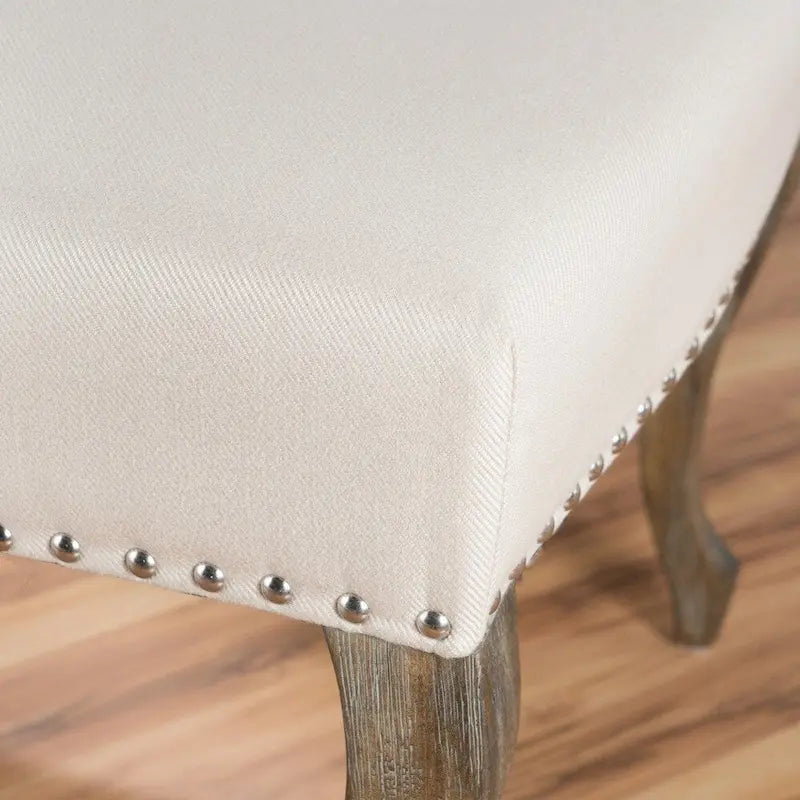 Fauteuil d'appoint en tissu clouté à oreilles de