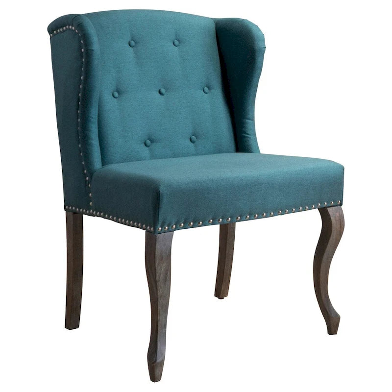 Fauteuil d'appoint en tissu clouté à oreilles de