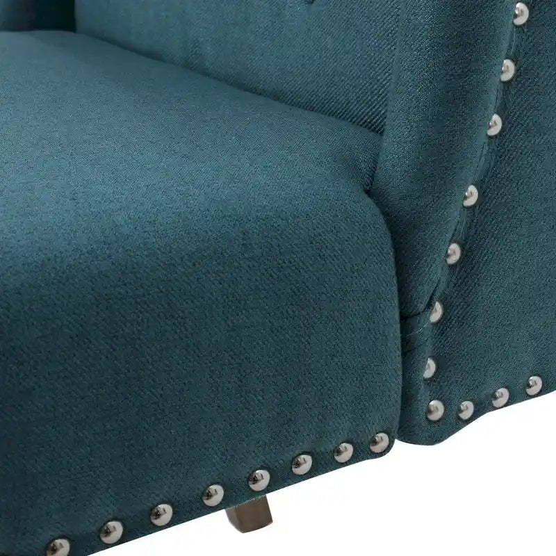 Fauteuil d'appoint en tissu clouté à oreilles de