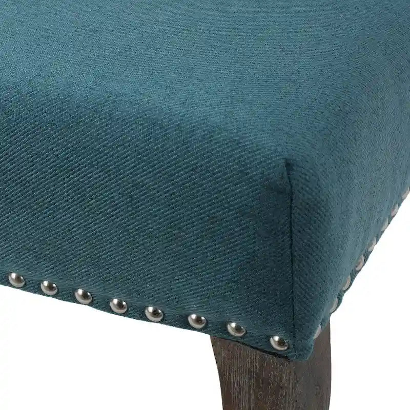 Fauteuil d'appoint en tissu clouté à oreilles de