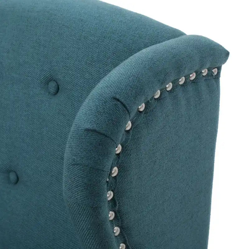 Fauteuil d'appoint en tissu clouté à oreilles de