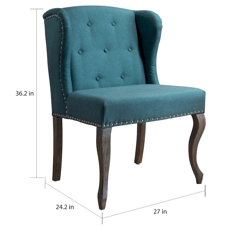 Fauteuil d'appoint en tissu clouté à oreilles de