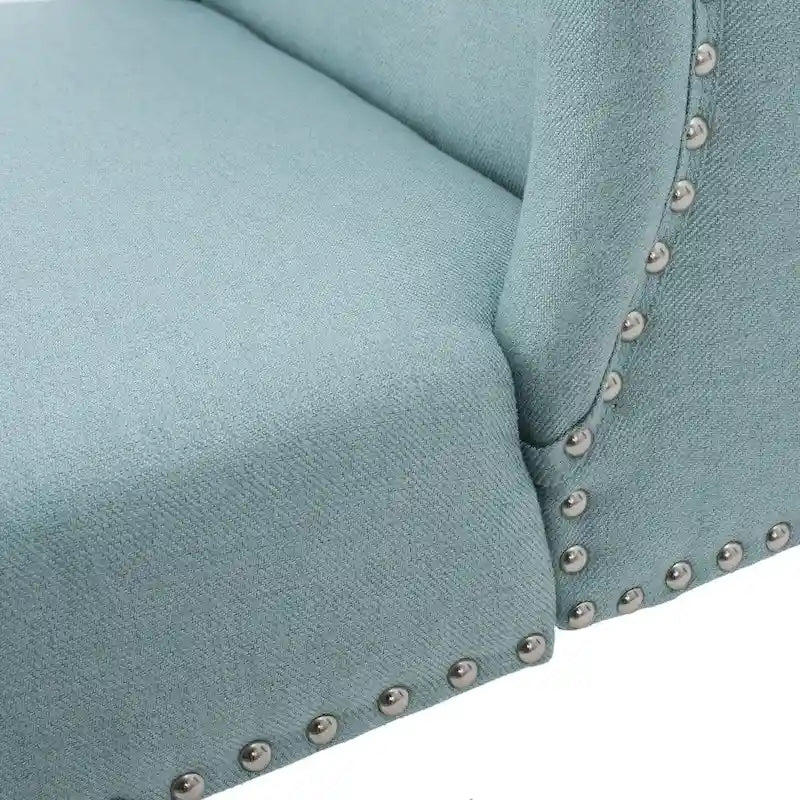 Fauteuil d'appoint en tissu clouté à oreilles de