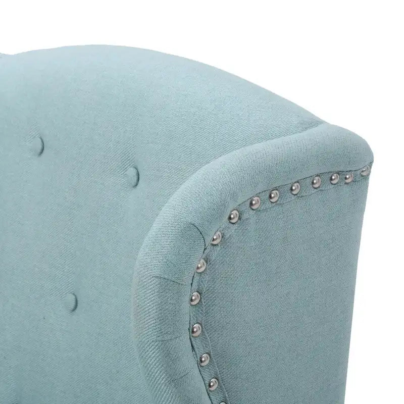 Fauteuil d'appoint en tissu clouté à oreilles de