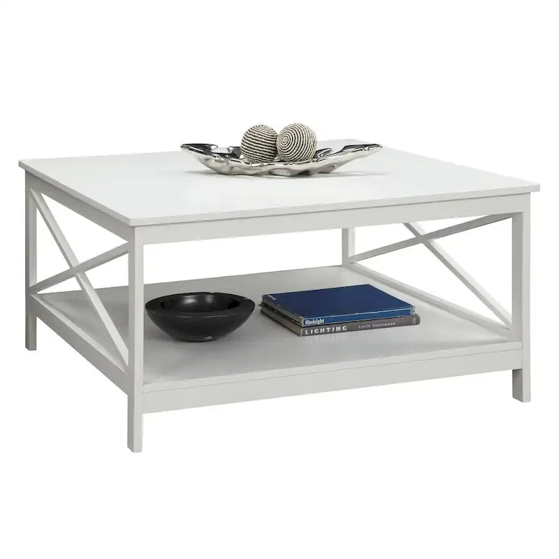 Table basse carrée de 36 po avec étagère