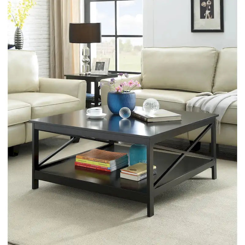 Table basse carrée de 36 po avec étagère