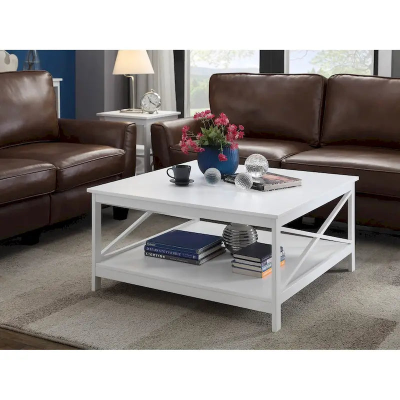 Table basse carrée de 36 po avec étagère