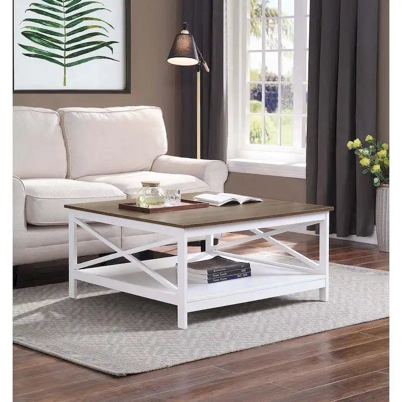 Table basse carrée de 36 po avec étagère