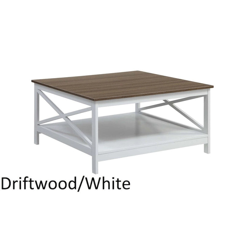Table basse carrée de 36 po avec étagère