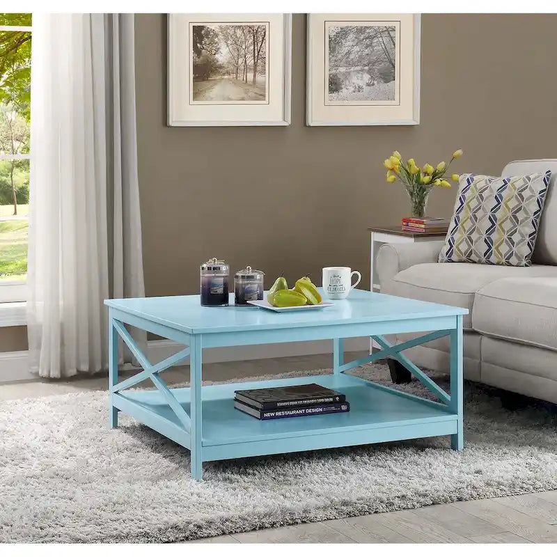 Table basse carrée de 36 po avec étagère