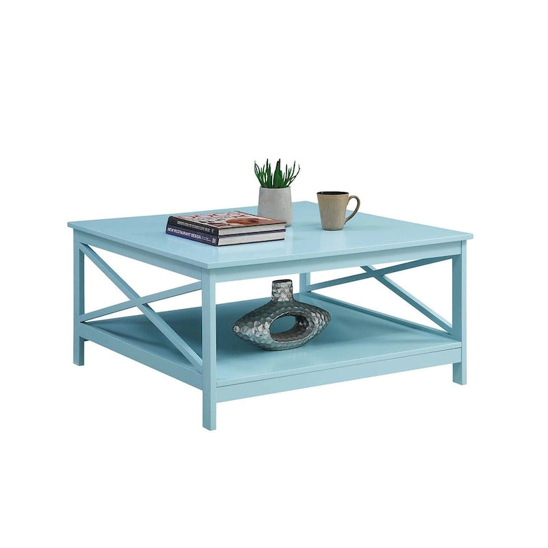 Table basse carrée de 36 po avec étagère