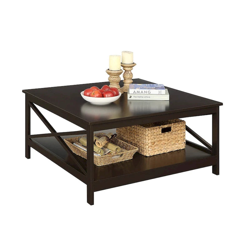 Table basse carrée de 36 po avec étagère