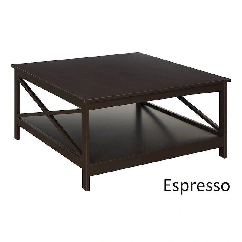 Table basse carrée de 36 po avec étagère