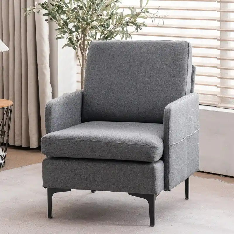 Fauteuil d'appoint en lin rembourré