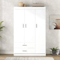 Armoire 3 portes 2 tiroirs, effet grain de bois