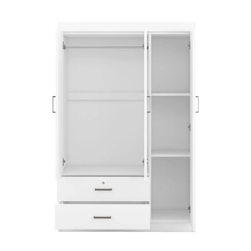 Armoire 3 portes 2 tiroirs, effet grain de bois