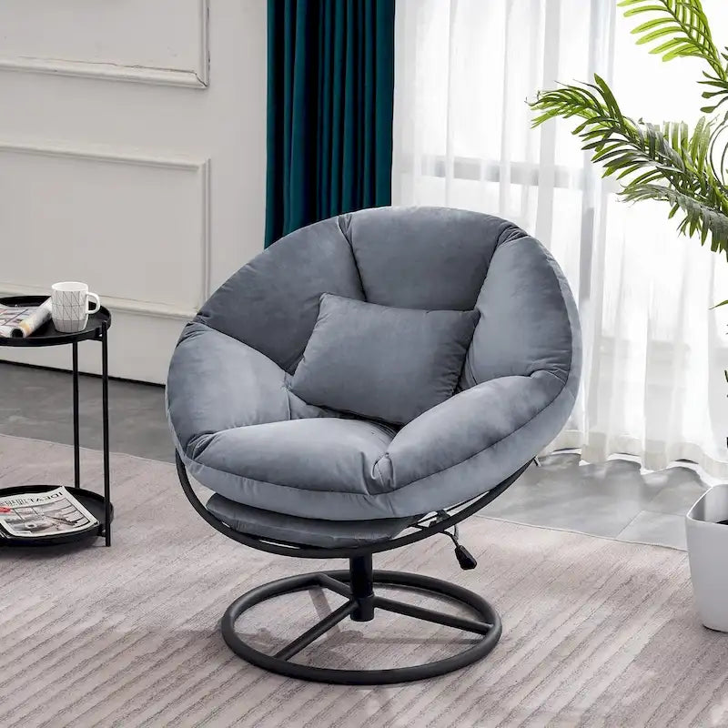 Fauteuil Papasan pivotant à vérin à gaz avec réglage de la hauteur, Velours HQ405