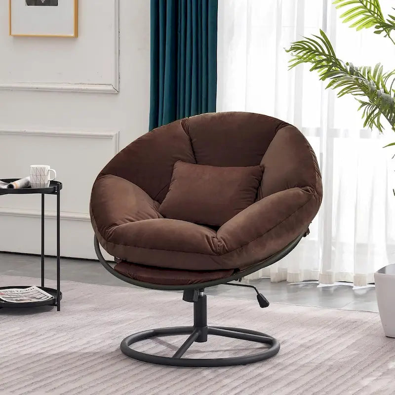Fauteuil Papasan pivotant à vérin à gaz avec réglage de la hauteur, Velours HQ405