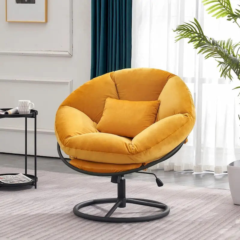 Fauteuil Papasan pivotant à vérin à gaz avec réglage de la hauteur, Velours HQ405