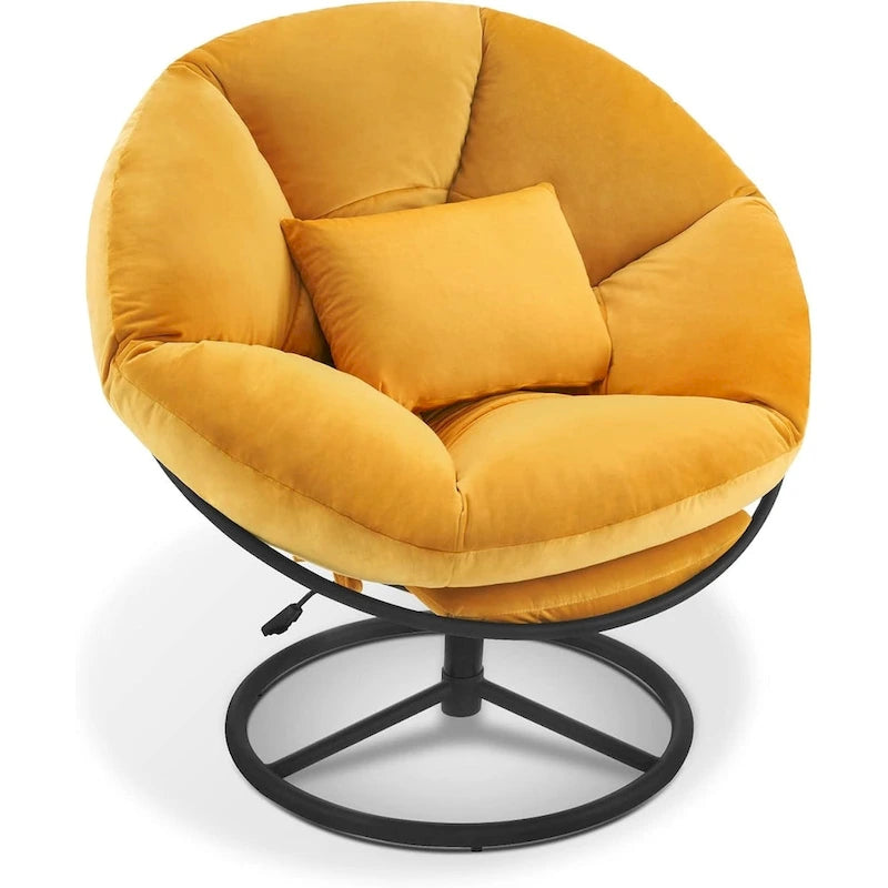 Fauteuil Papasan pivotant à vérin à gaz avec réglage de la hauteur, Velours HQ405
