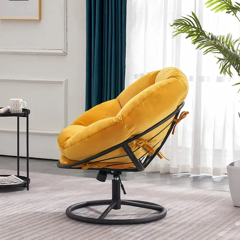 Fauteuil Papasan pivotant à vérin à gaz avec réglage de la hauteur, Velours HQ405