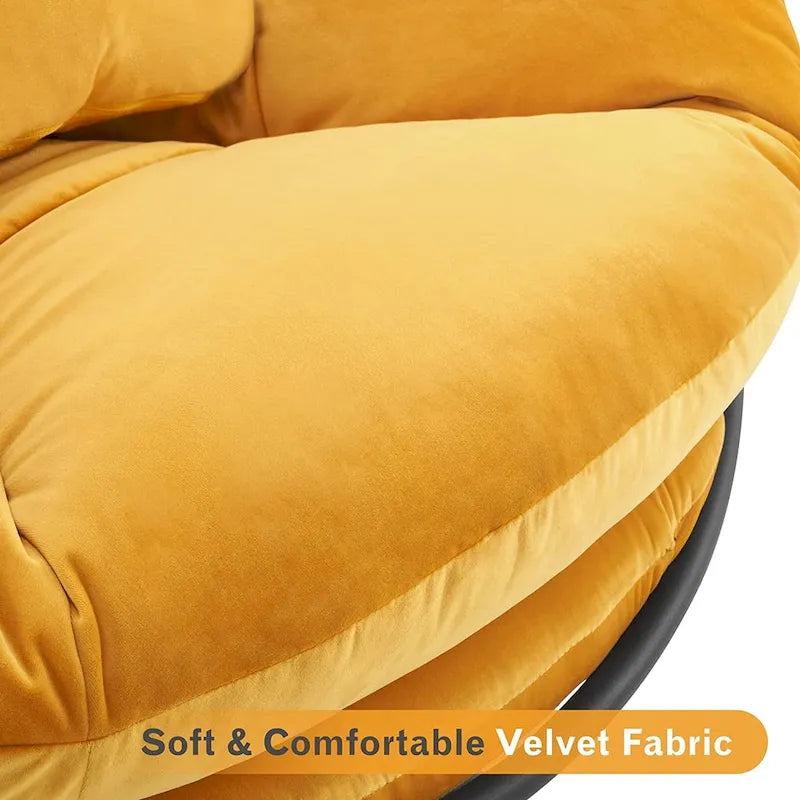 Fauteuil Papasan pivotant à vérin à gaz avec réglage de la hauteur, Velours HQ405