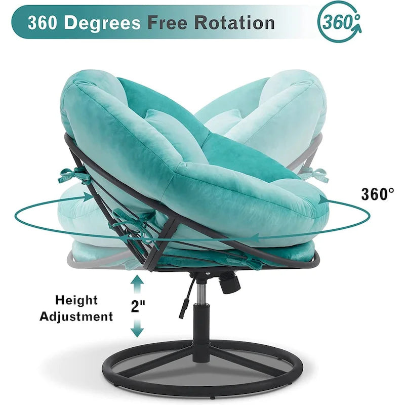 Fauteuil Papasan pivotant à vérin à gaz avec réglage de la hauteur, Velours HQ405