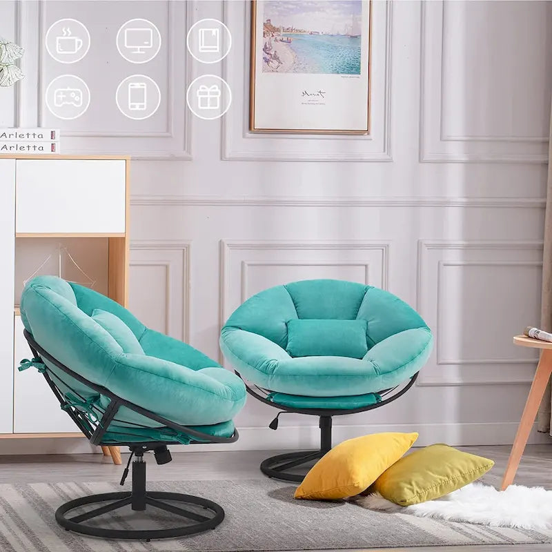 Fauteuil Papasan pivotant à vérin à gaz avec réglage de la hauteur, Velours HQ405